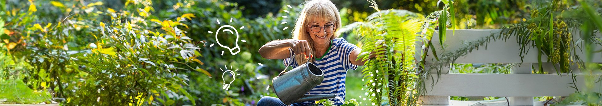 Mulher cuidando do jardim